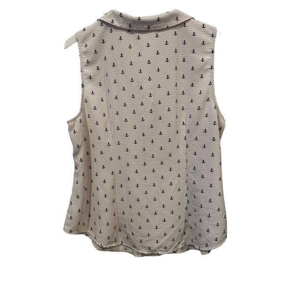 Modcloth Women's White Anchor Button Front Sleeveless Blouse Top Plus Size 1X - Picture 2 of 3